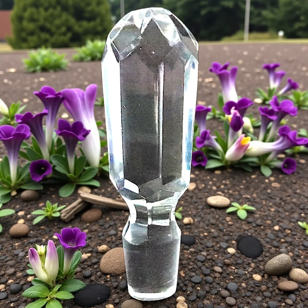 Vintage Hand Cut Crystal Bottle Stopper Wine Cork Clear Heavy Mid Century Modern